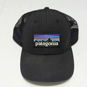 Patagonia P-6 Logo LoPro Trucker Hat Black Adjustable Snapback Mesh Cap Moutain